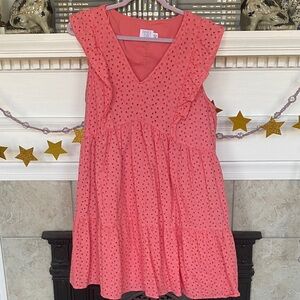 Time and Tru Coral Eyelet Sleeveless Dress